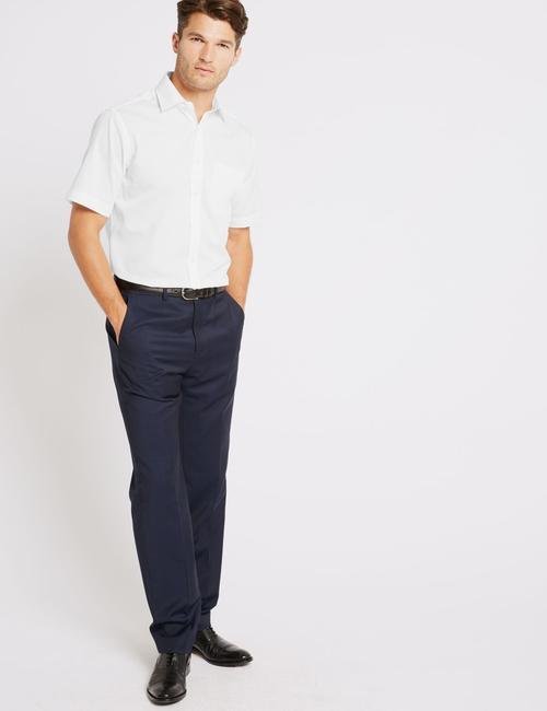Beyaz Kısa Kollu Kolay Ütülenebilir Regular Fit Gömlek