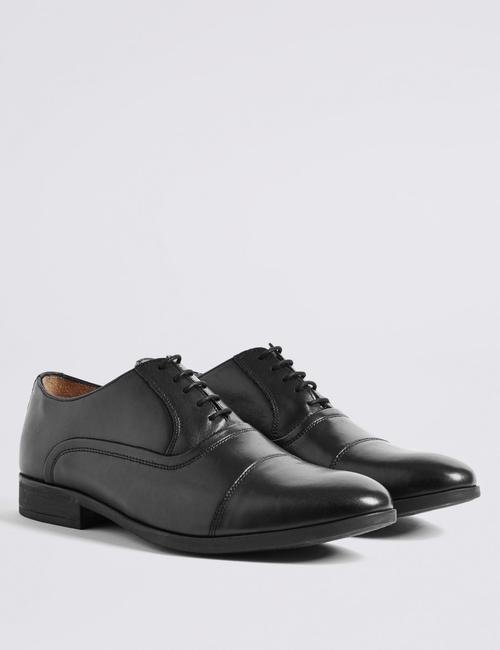 Siyah Deri Oxford Ayakkabı (Airflex™ Teknolojisi ile)