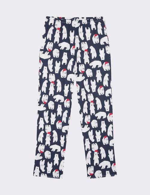 Lacivert Uzun Kollu Kutup Ayısı Desenli Pijama Takımı