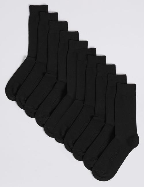 Siyah 10'lu Cool & Freshfeet™ Pamuklu Çorap Seti
