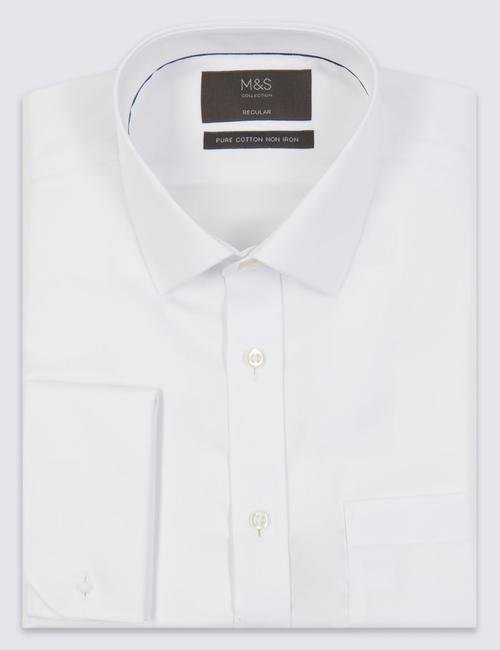 Beyaz Saf Pamuklu Ütü Gerektirmeyen Regular Fit Gömlek