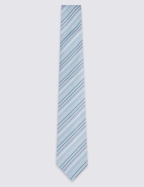 Mavi Çizgi Desenli Kravat