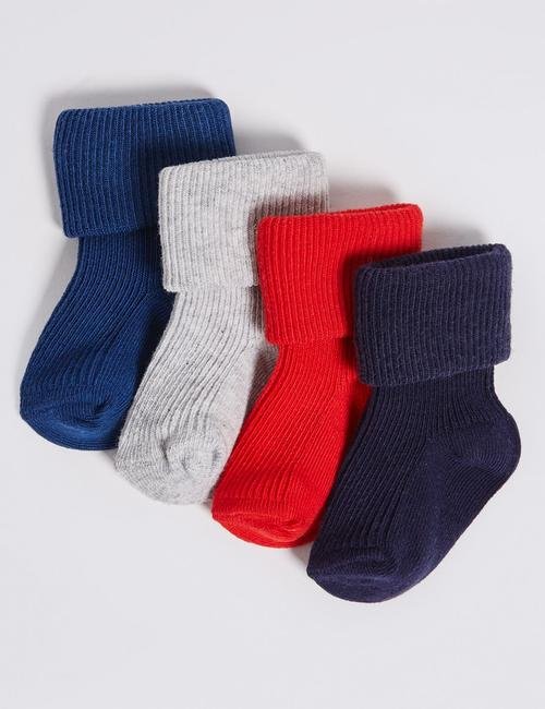 Multi Renk 4'lü Pamuklu Bebek Çorabı Seti