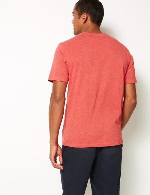 Kırmızı Saf Pamuklu Sıfır Yaka T-Shirt