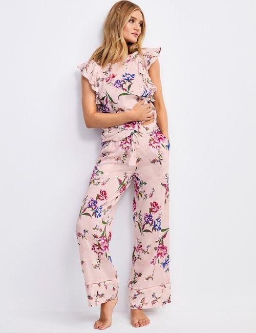 Pembe Çiçek Desenli Pijama Üstü