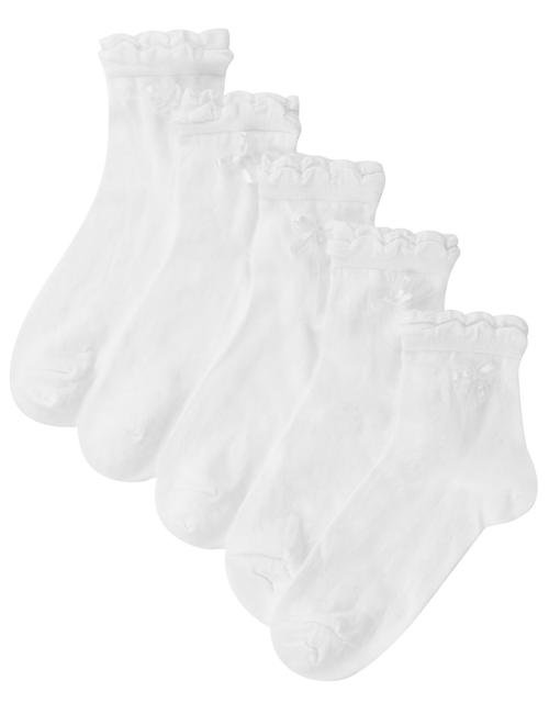 Beyaz 5'li Pamuklu Freshfeet™ Fırfırlı Çorap (2 - 11 Yaş)