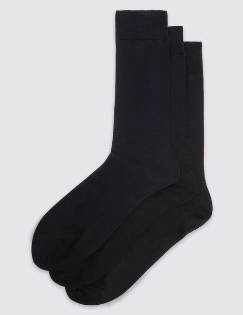 Lacivert 3'lü Luxury Egyptian Cotton Çorap Seti