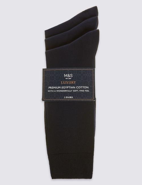 Lacivert 3'lü Luxury Egyptian Cotton Çorap Seti