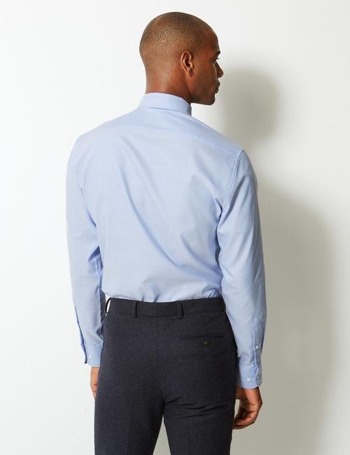 Mavi Saf Pamuklu Tailored Oxford Gömlek