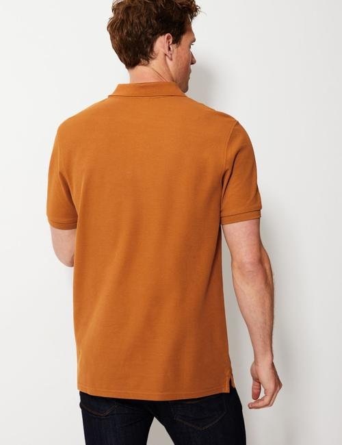 Kahverengi Saf Pamuklu Polo Yaka T-Shirt