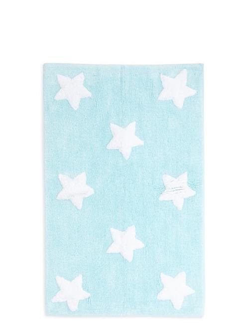 Mavi Pamuklu Yıldız  Desenli Banyo Paspası