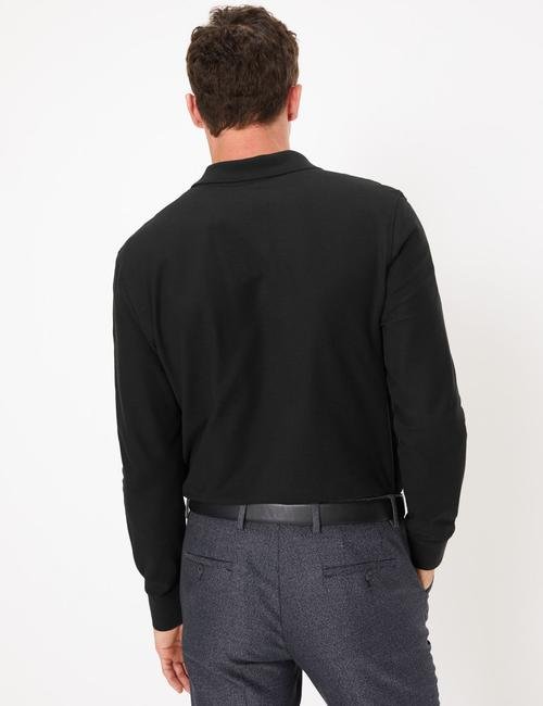 Siyah Uzun Kollu Polo Yaka T-shirt