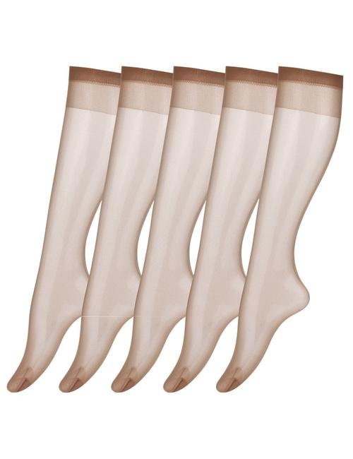 Kahverengi 5'li 15 Denye Mat Diz Altı Çorap