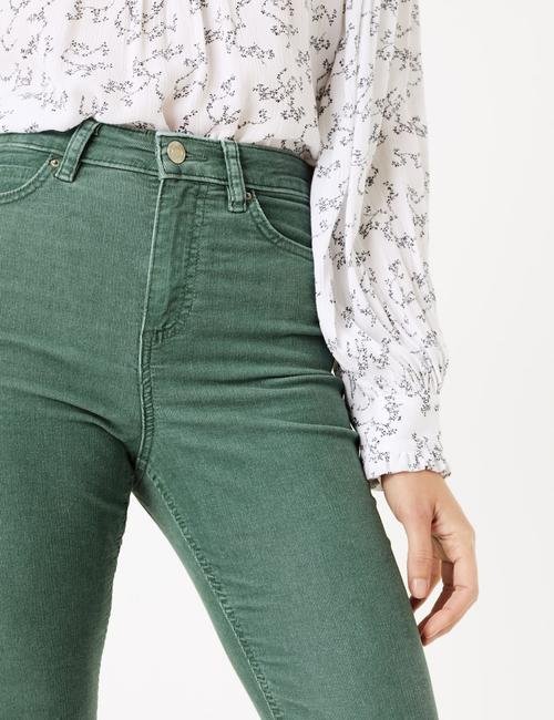 Yeşil Kadife Skinny Pantolon