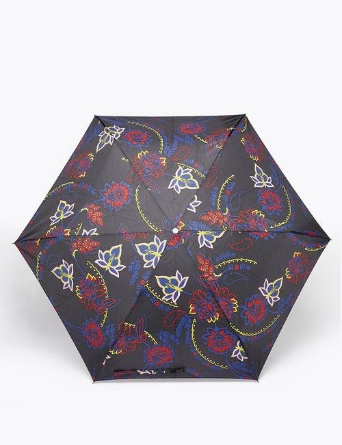 Siyah Çiçek Desenli Şemsiye