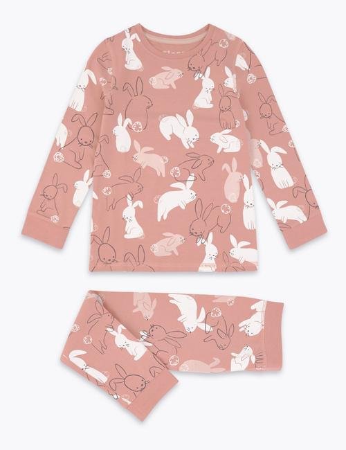 Pembe Tavşan Desenli Pijama Takımı