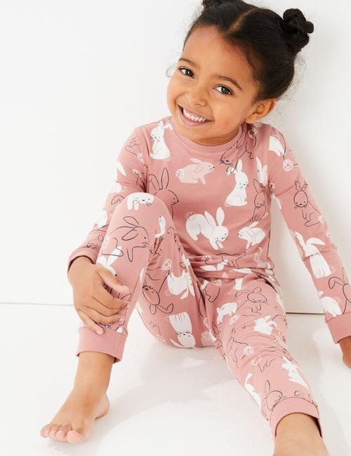 Pembe Tavşan Desenli Pijama Takımı