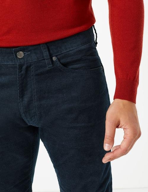Lacivert Slim Fit 5 Cepli Kadife Pantolon