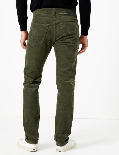Yeşil Slim Fit 5 Cepli Kadife Pantolon