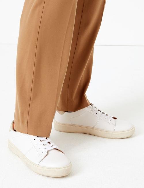 Kahverengi Straight Leg Fermuarlı Cep Detaylı Pantolon