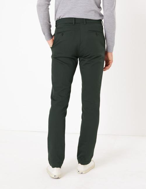Yeşil Slim Fit Streç Chino Pantolon