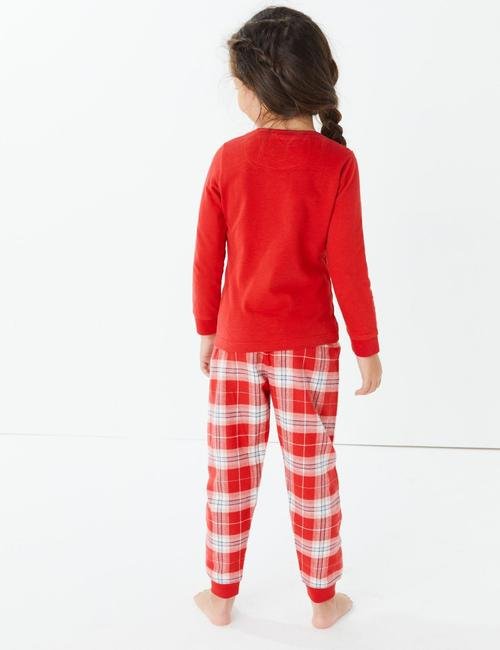 Kırmızı Ren Geyiği Desenli Pijama Takımı
