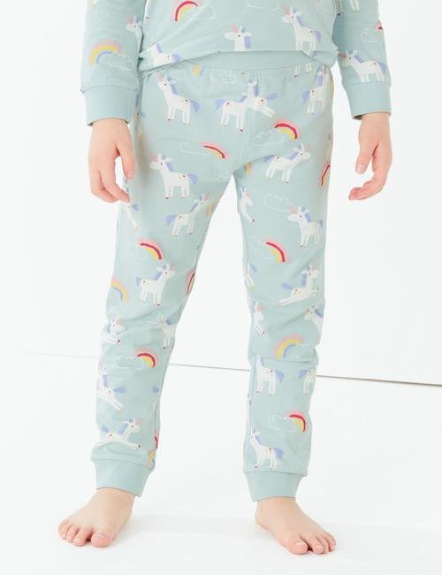Gri Unicorn ve Gökkuşağı Desenli Pijama Takımı