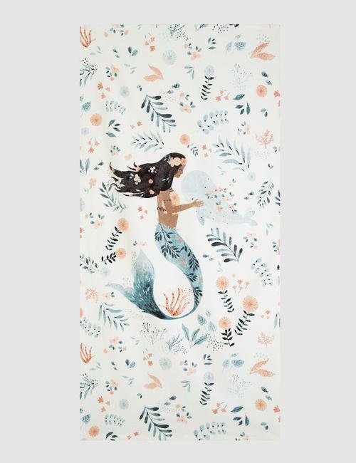 Pembe Deniz Kızı Desenli Banyo Havlusu