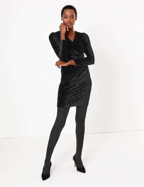 Siyah Kadife Mini Elbise