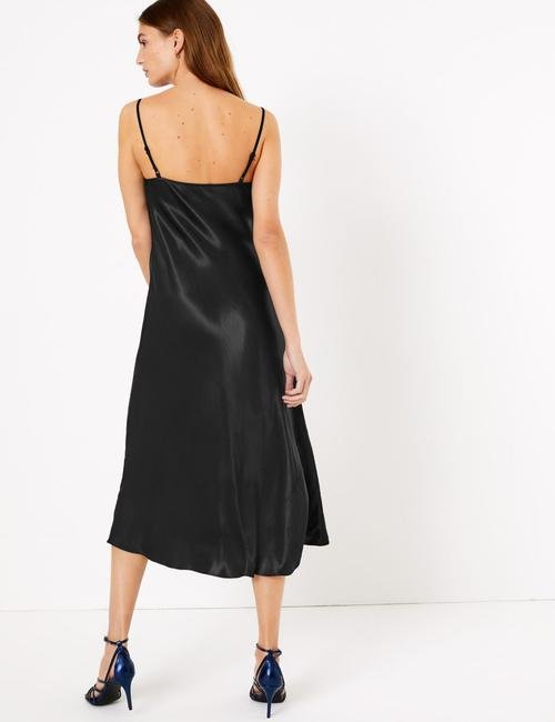 Siyah Slip Midi Elbise