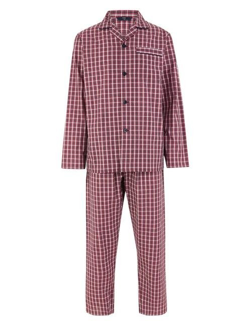 Kırmızı Ekose Pamuk Karışımlı Pijama Takımı