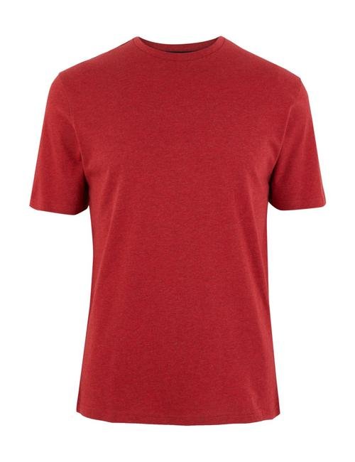 Kırmızı Saf Pamuklu Yuvarlak Yaka T-shirt
