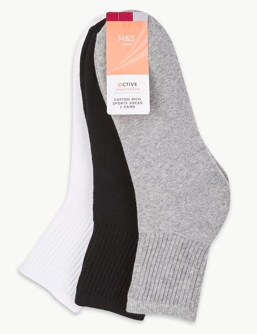 Siyah 3'lü Pamuklu Çorap Seti