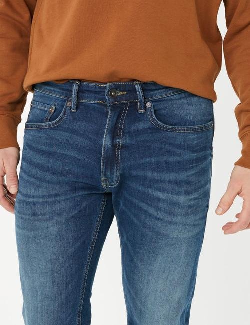 Lacivert Vintage Slim Fit Jean Pantolon