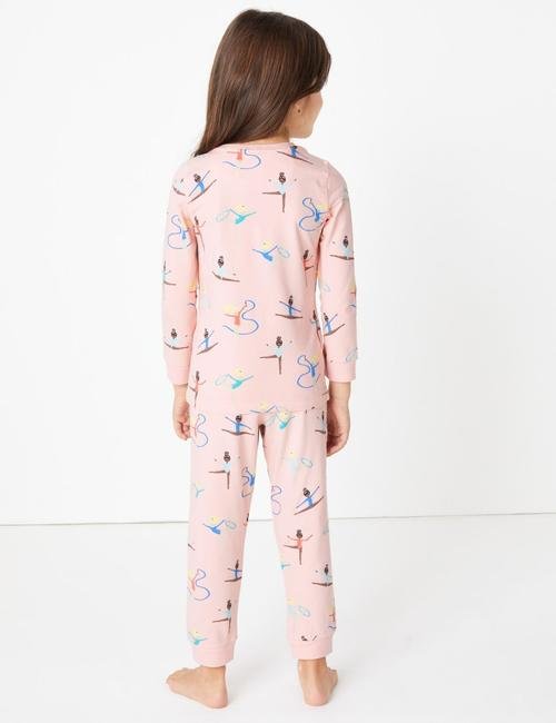 Pembe Balerin Desenli Pijama Takımı