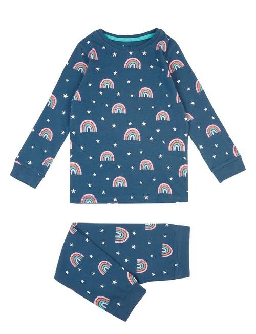 Lacivert Gökkuşağı Desenli Pijama Takımı