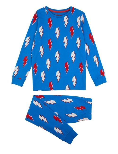 Mavi Şimşek Desenli Pijama Takımı