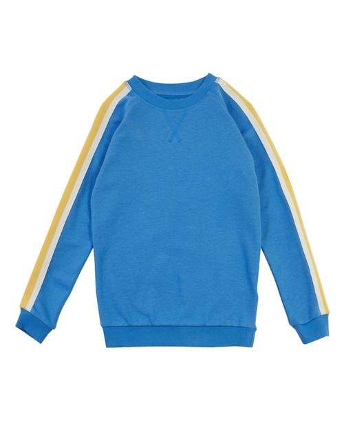 Mavi Şerit Detaylı Yuvarlak Yaka Sweatshirt