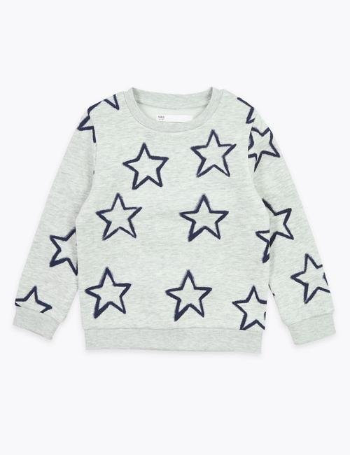 Multi Renk Yıldız Desenli Sweatshirt
