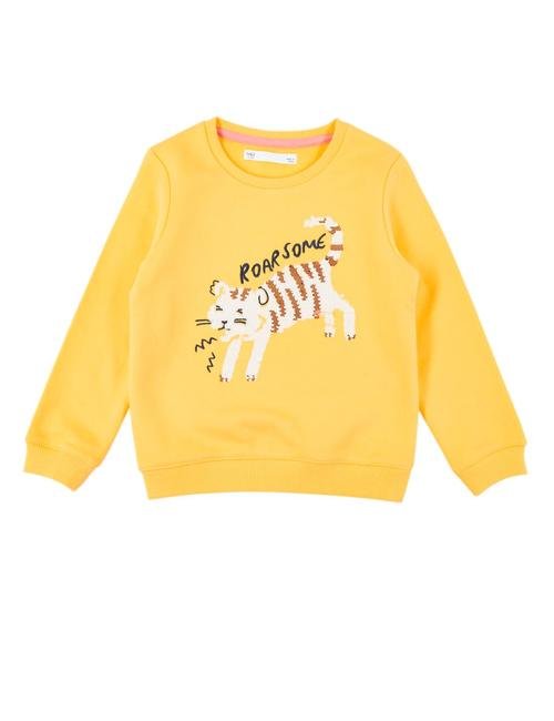 Sarı Pullu İşlemeli Sweatshirt