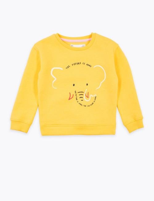 Sarı Fil Desenli Sweatshirt