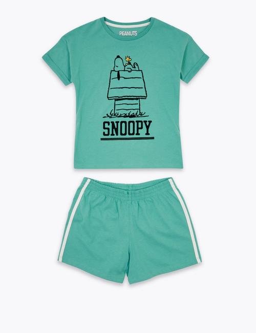Yeşil Snoopy™ Kısa Kollu Pijama Takımı