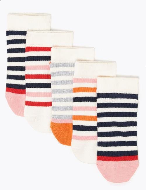 Multi Renk 5'li Çizgili Çorap Seti