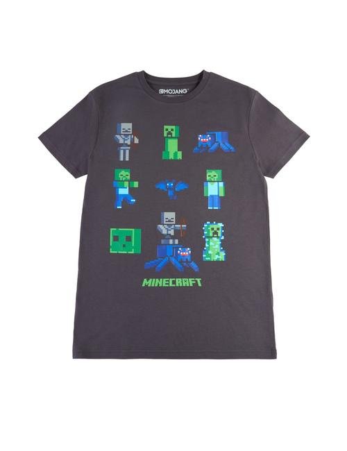 Gri Minecraft™ Desenli Kısa Kollu T-Shirt