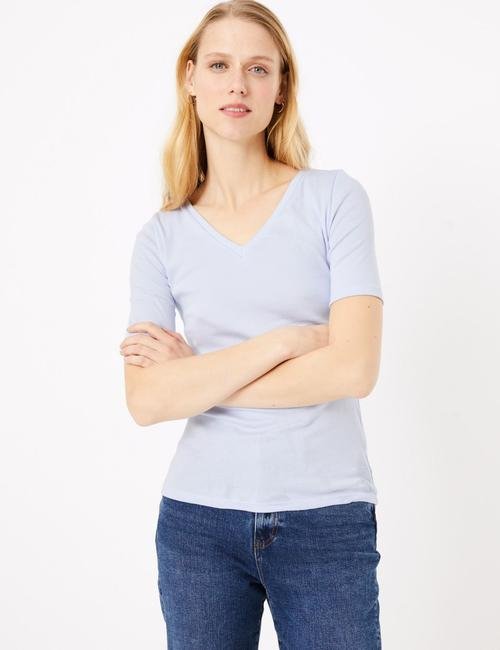Mavi Saf Pamuklu Regular Fit T-Shirt