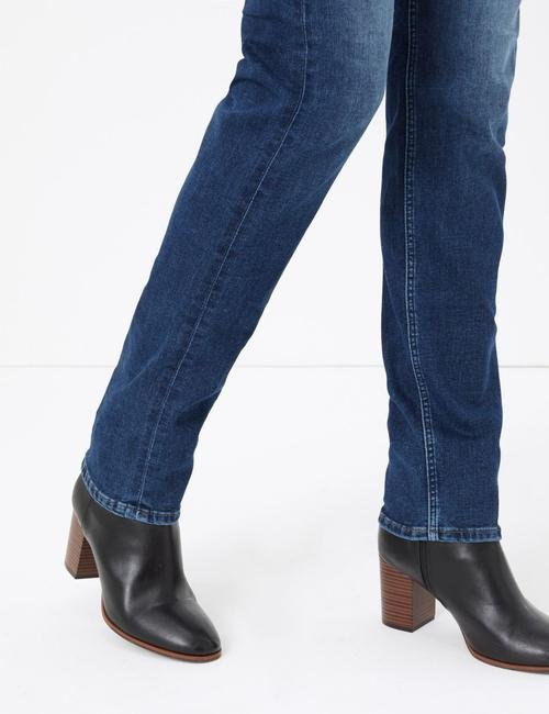 Lacivert Yüksek Belli Straight Leg Jean Pantolon
