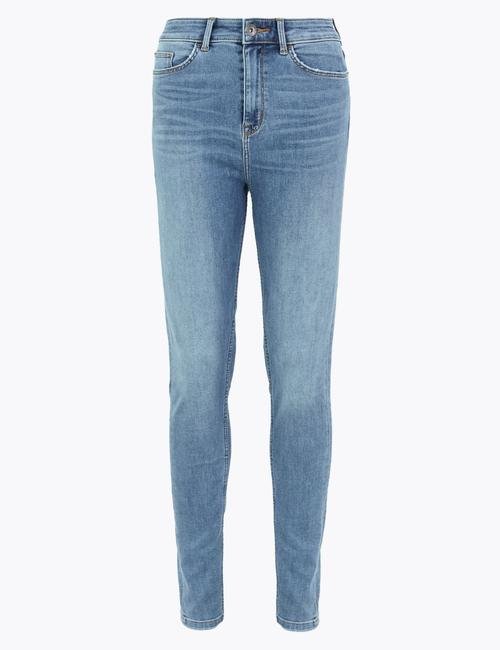 Mavi Yüksek Belli Skinny Jean Pantolon