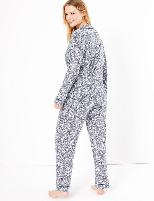 Mavi Cool Comfort™ Çiçek Desenli Pijama Takımı
