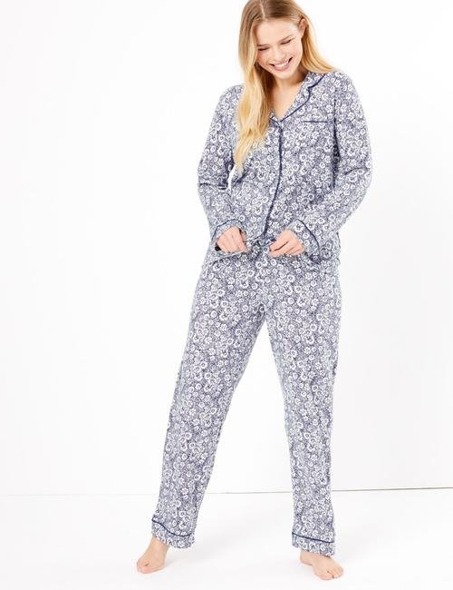 Mavi Cool Comfort™ Çiçek Desenli Pijama Takımı