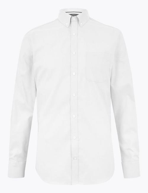 Beyaz Saf Pamuklu Tailored Fit Oxford Gömlek